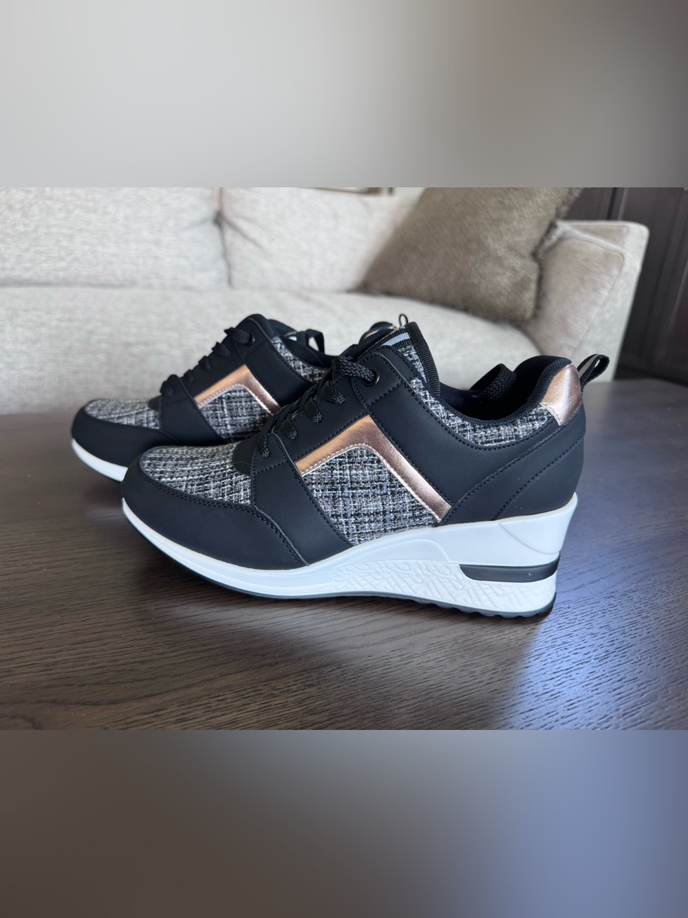 BRAND NEW Cestfini Black and Rose Gold Women's Sneaker - Size 8 (39)